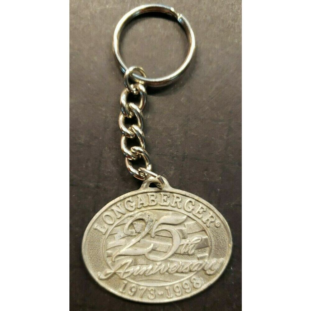 Longaberger 25th Anniversary 1973-1998 Vintage Metal Keychain